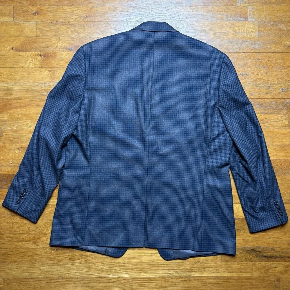 Ralph Lauren Blazer Men 48L Performance Blend Blue Glen Plaid Houndstooth Check
